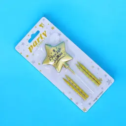 Happy Birthday Cake Star Candles Gold 0135